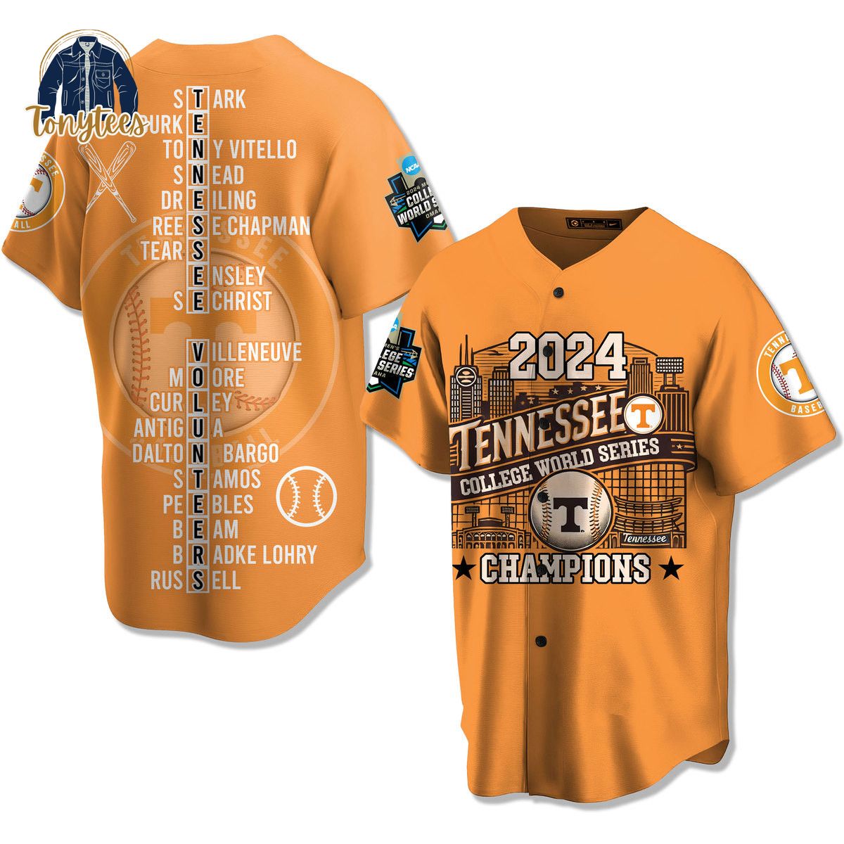 Tennessee Volunteers college world series champions baseball jersey