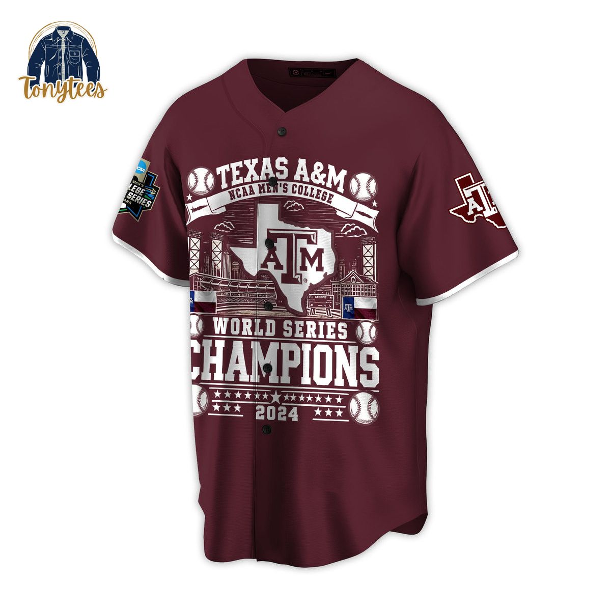 Texas A&M Aggies ncaa men’s college world series champions 2024 baseball jersey