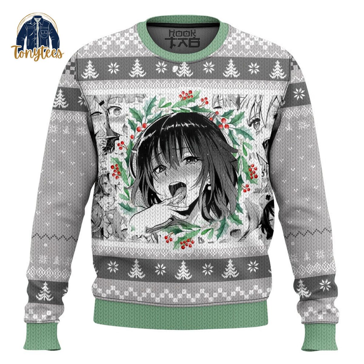 Ahegao Manga Girl Christmas Ugly Sweater