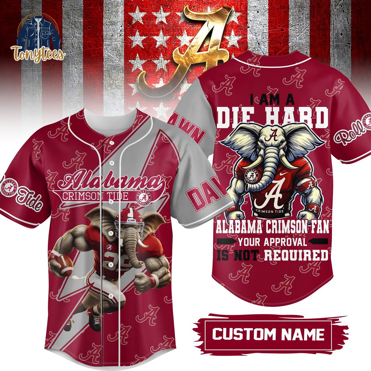 Alabama Crimson Tide Die Hard Personalized Baseball Jersey