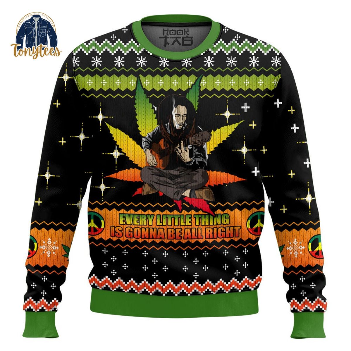 Bob Marley 420 Three Little Birds Christmas Ugly Sweater