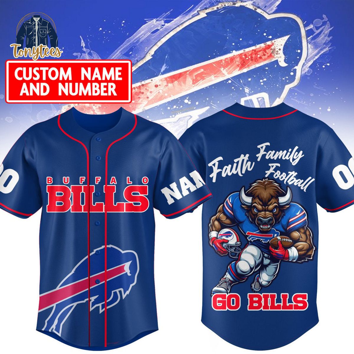 Buffalo Bills Faith Family Football Go Bills Personalized Baseball Jersey