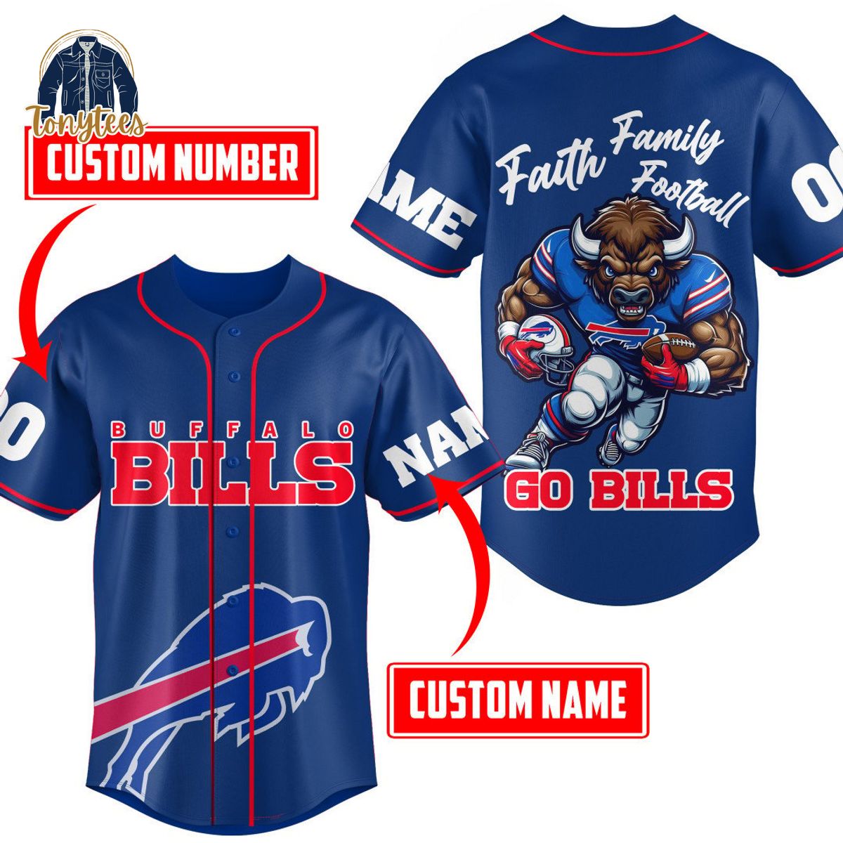 Buffalo Bills Faith Family Football Go Bills Personalized Baseball Jersey