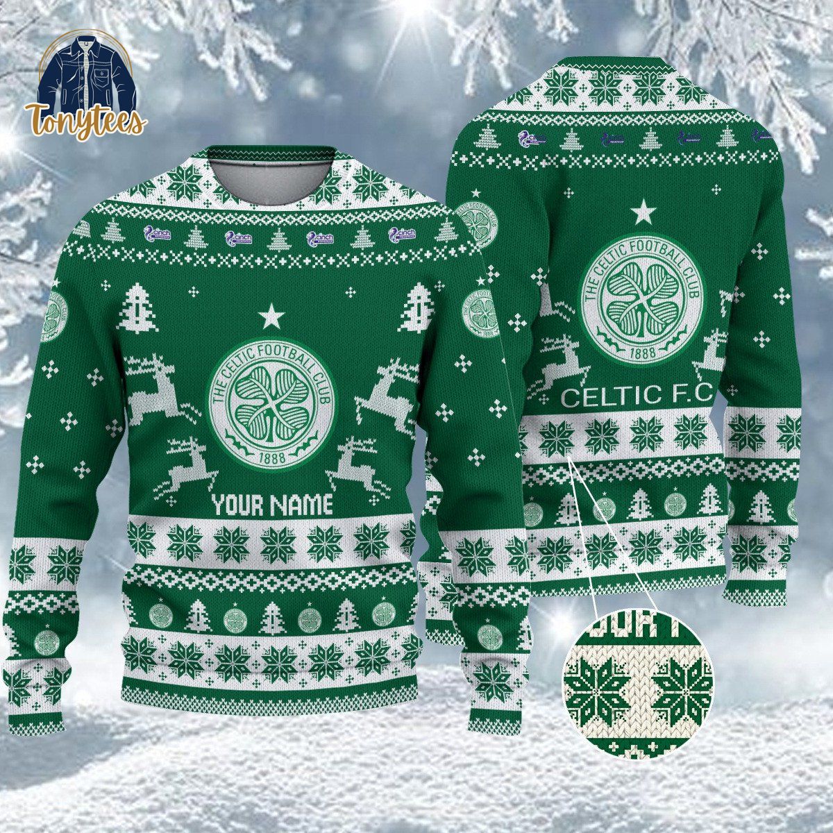 Celtic F.C SPFL Personalized Ugly Christmas Sweater