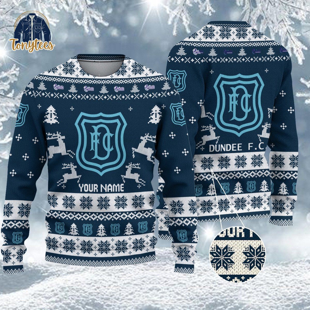 Dundee F.C SPFL Personalized Ugly Christmas Sweater