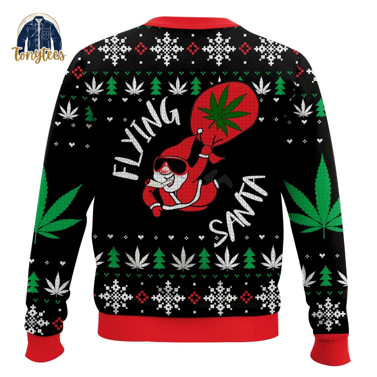 Flying Santa 420 Christmas ugly sweater