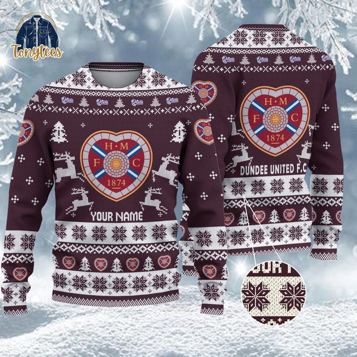 Heart of Midlothian F.C SPFL Personalized Ugly Christmas Sweater