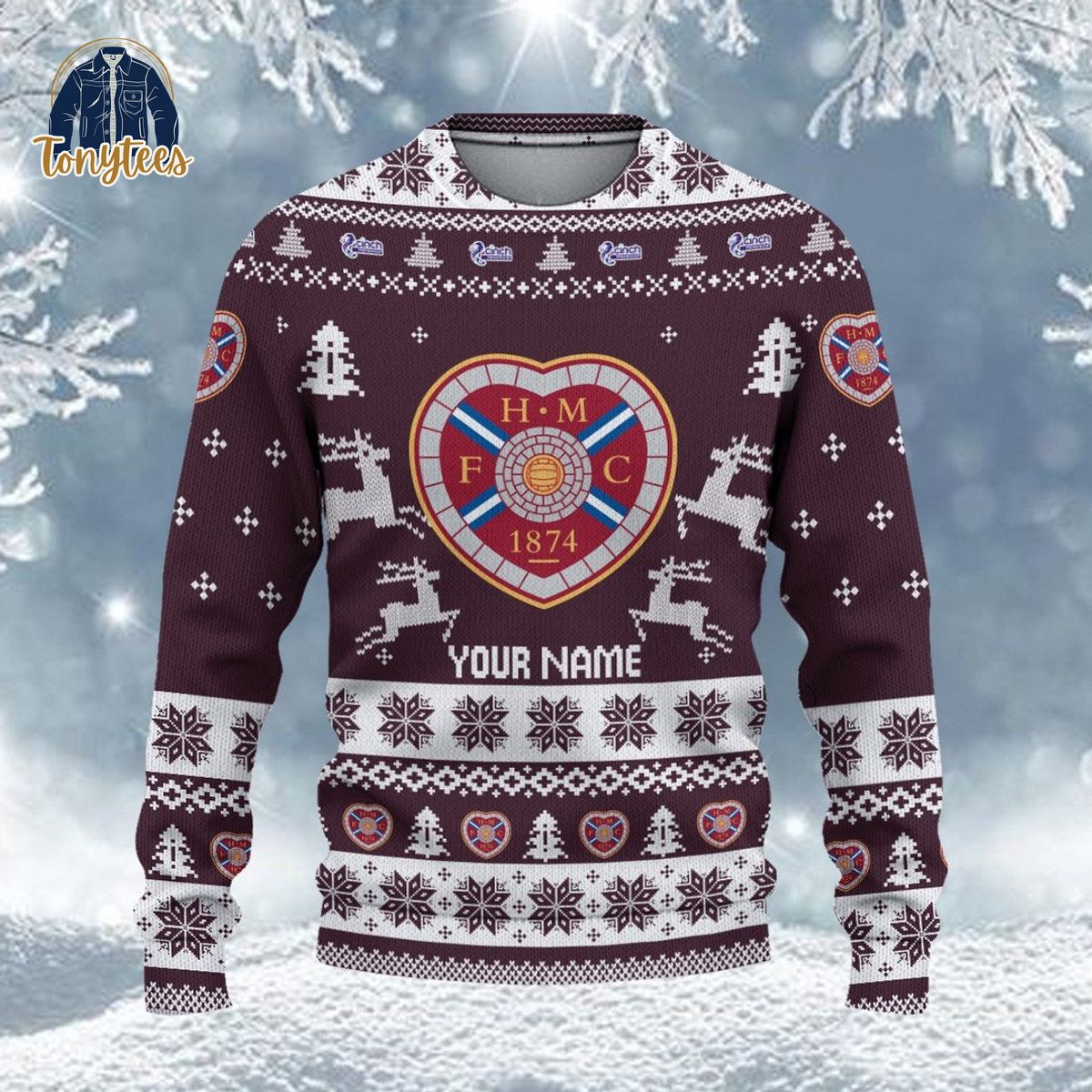 Heart of Midlothian F.C SPFL Personalized Ugly Christmas Sweater