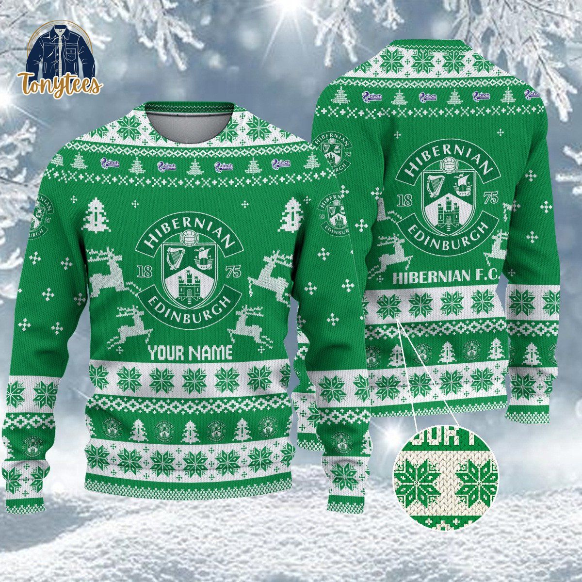 Hibernian F.C SPFL Personalized Ugly Christmas Sweater