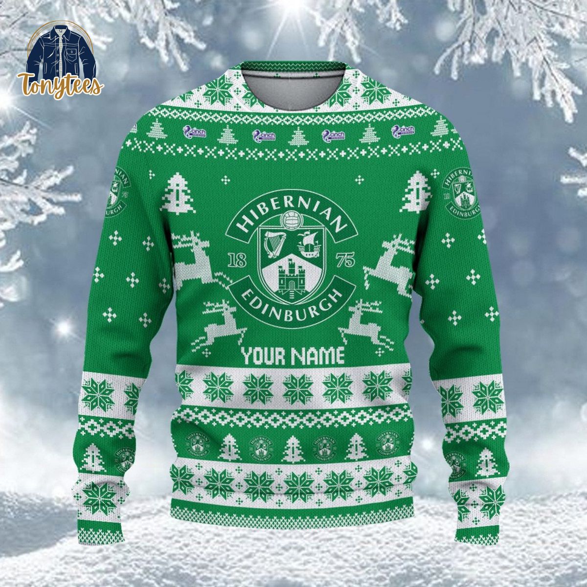 Hibernian F.C SPFL Personalized Ugly Christmas Sweater