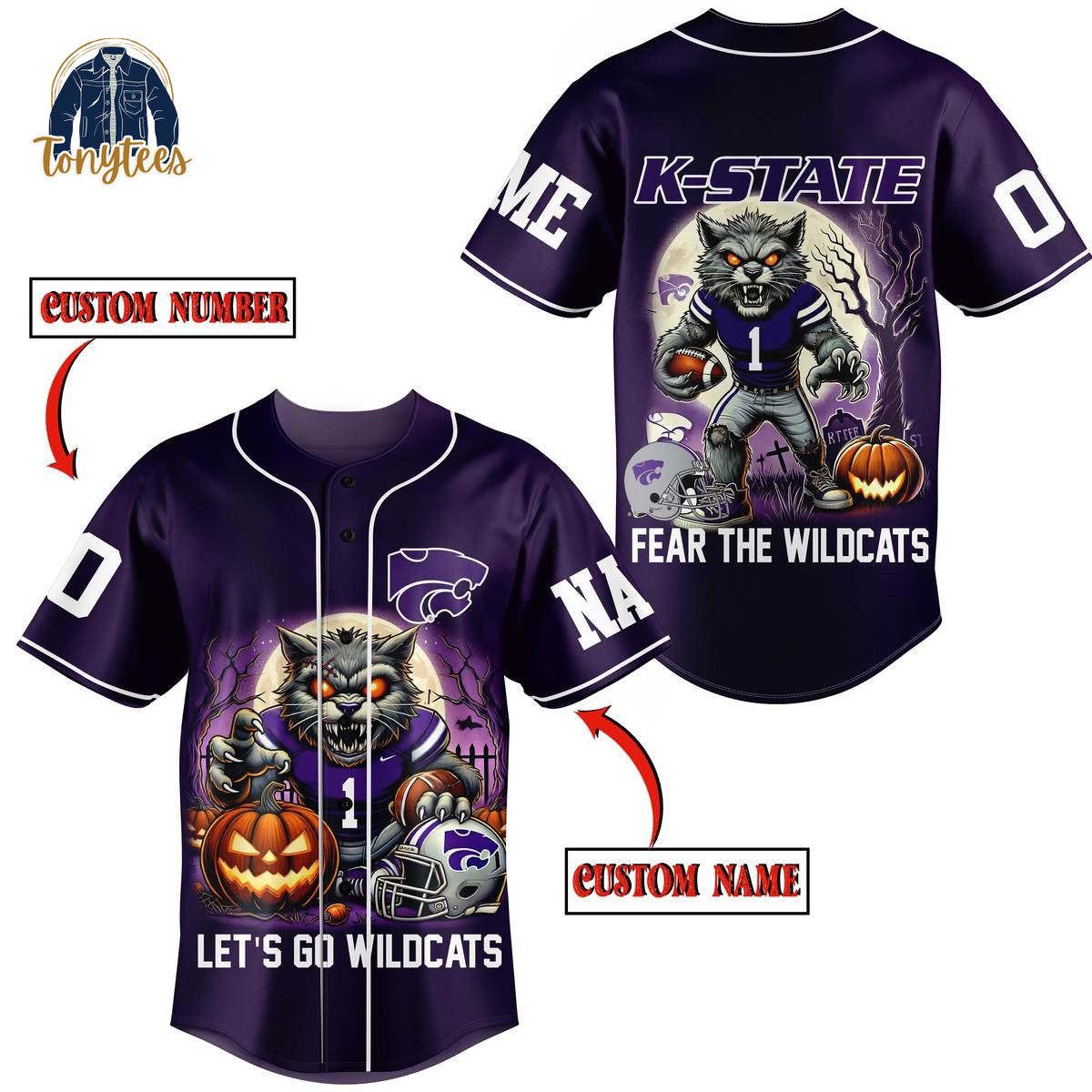 Perth Wildcats K-State Fear The Wildcats Personalized Baseball Jersey