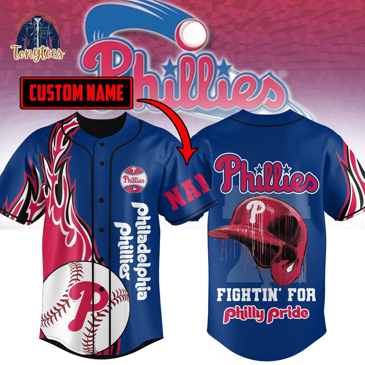 Philadelphia Phillies Fightin’ For Philly Pride Personalized Baseball Jersey