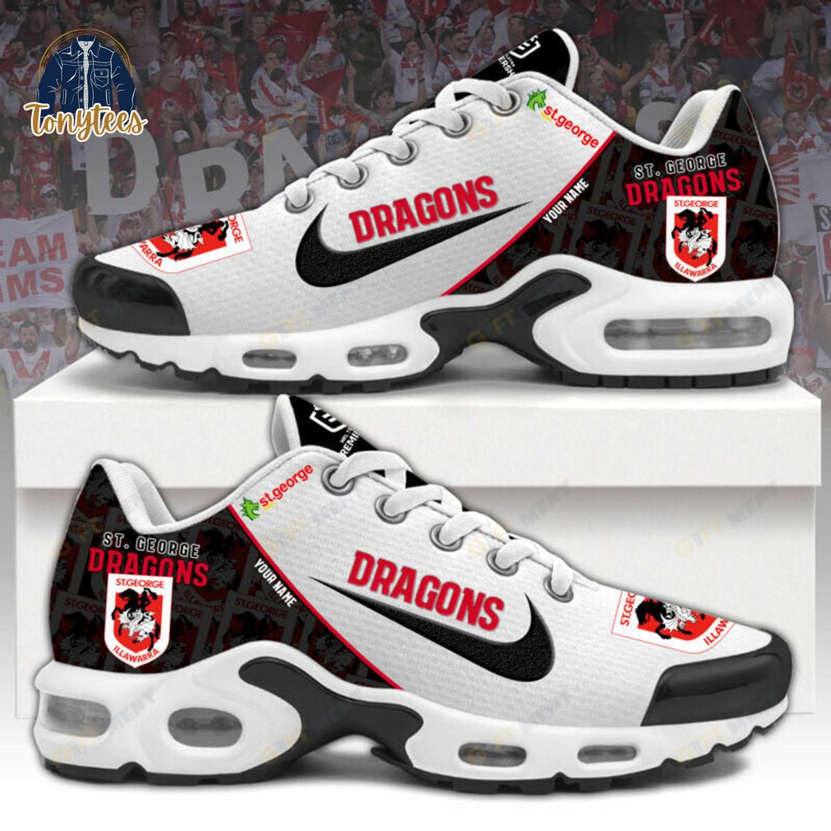 St George Illawarra Dragons NRL Custom Name TN Sport Shoes