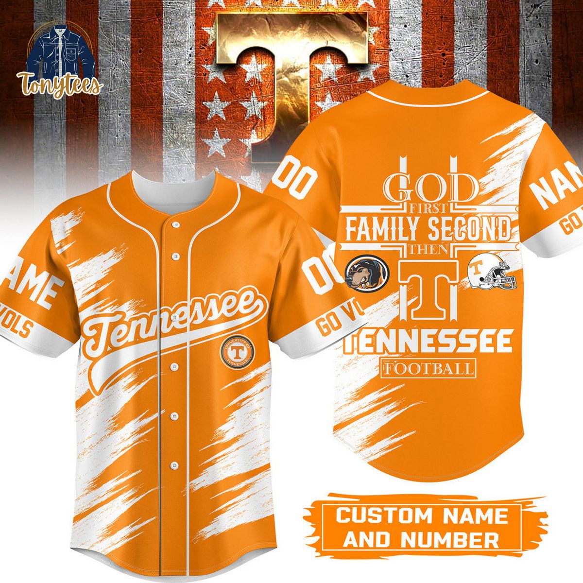 Tennessee Volunteers God First Family Second Then Tennessee Personalized Baseball Jersey