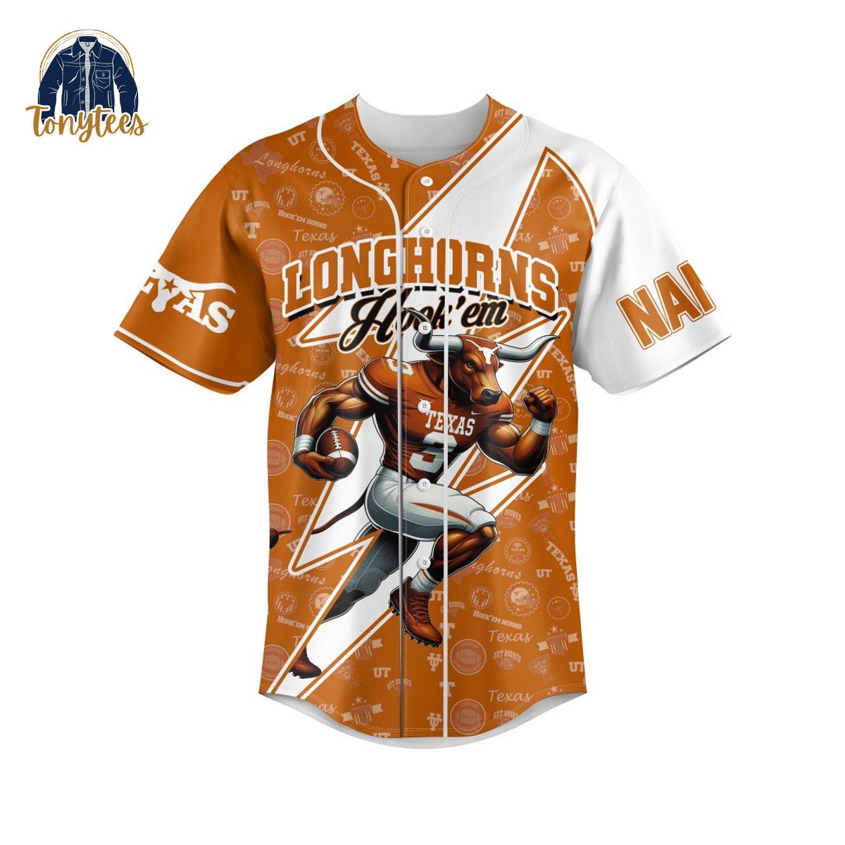 Texas Longhorns Die Hard Personalized Baseball Jersey