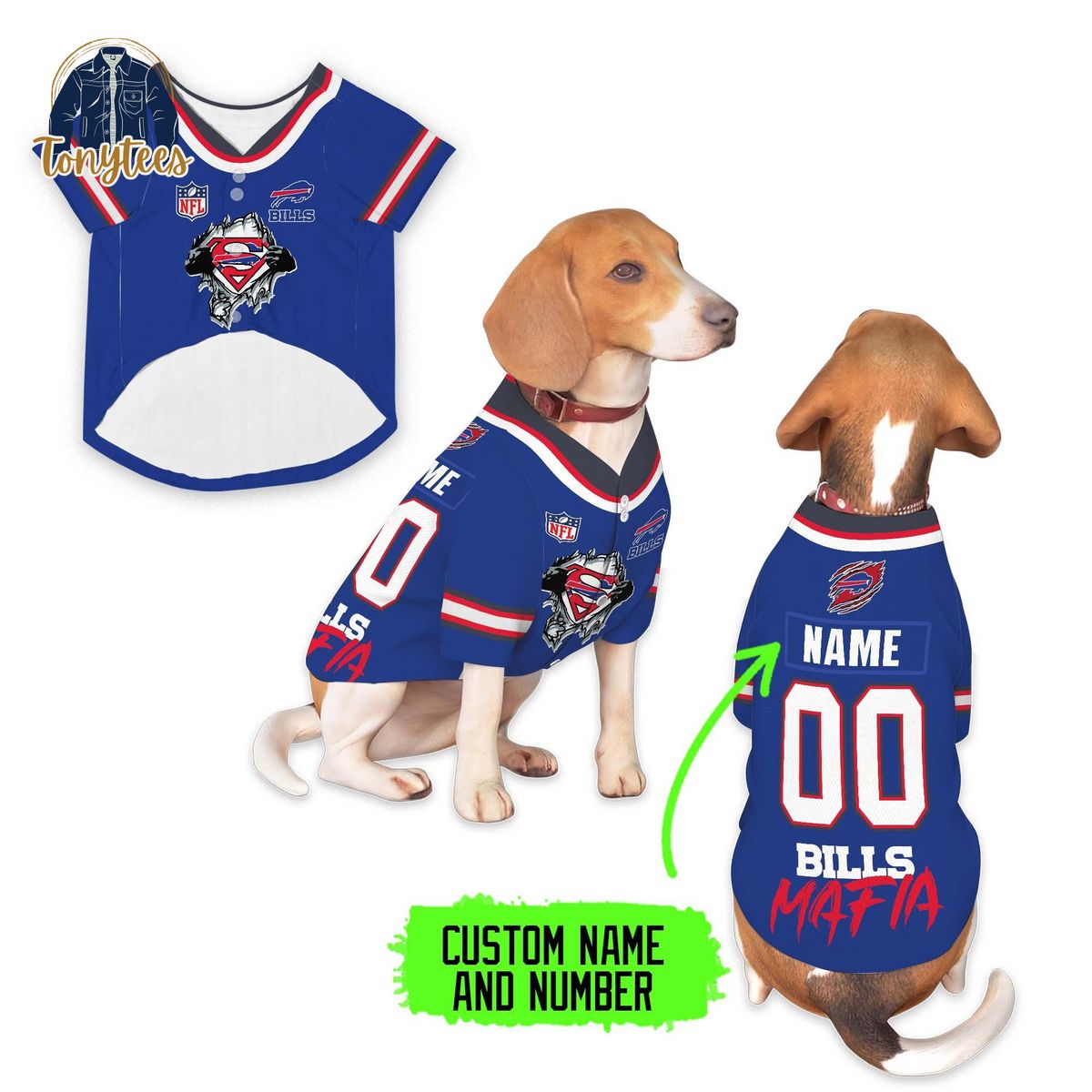 Buffalo Bills Mafia NFL Personalized Dog Pet Jersey