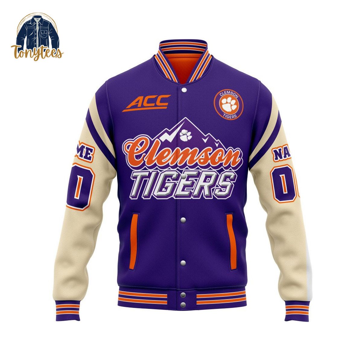 Clemson Tigers Go Tigers Paw Power Personalized Baseball Jacket