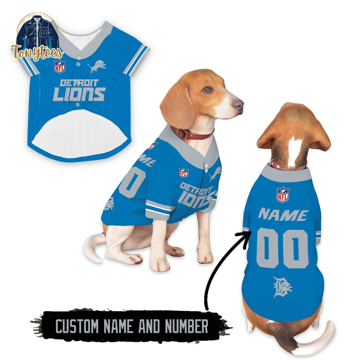 Detroit Lions NFL Personalized Dog Pet Jersey