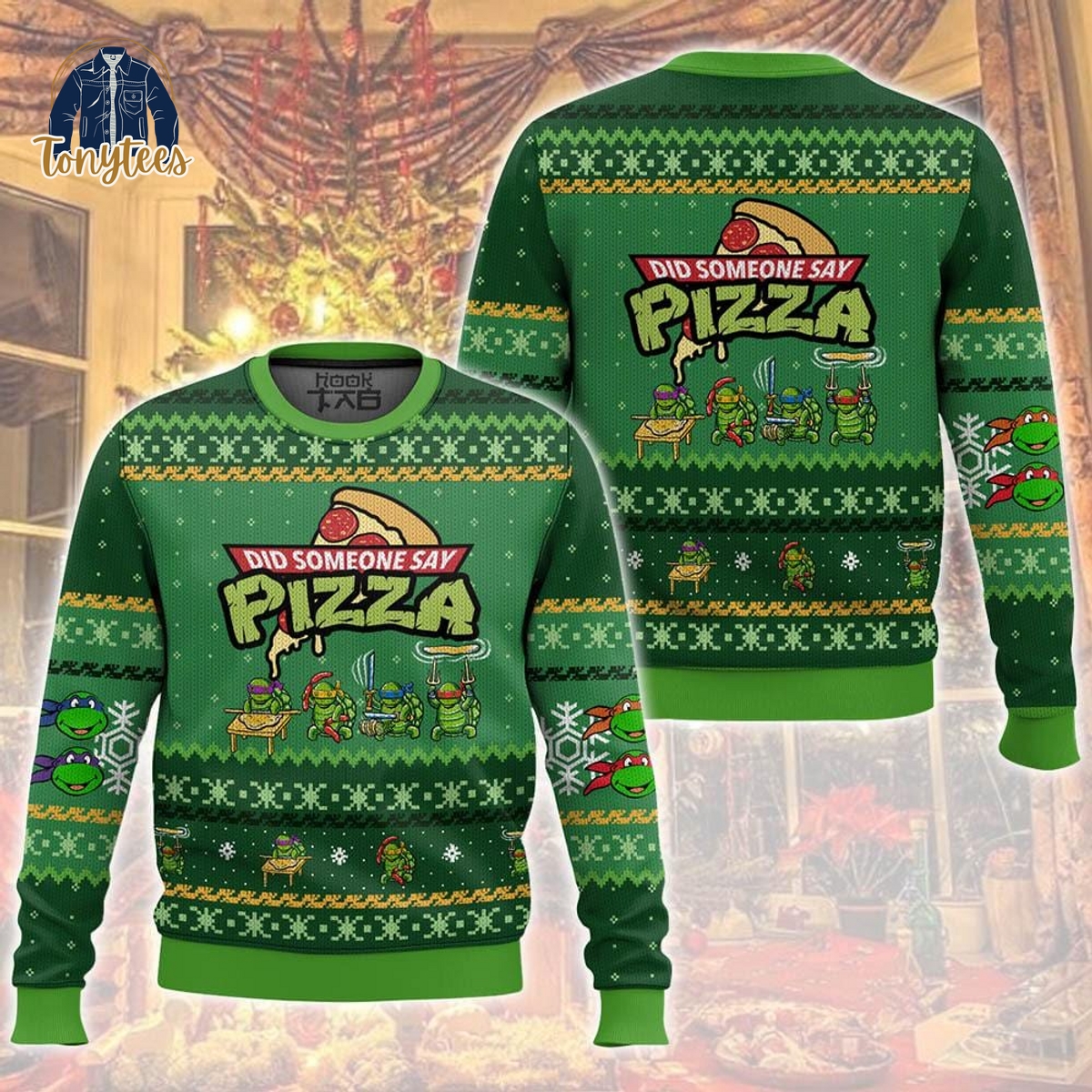 Teenage Mutant Ninja Turtles Did someone say Pizza Ugly Christmas Sweater