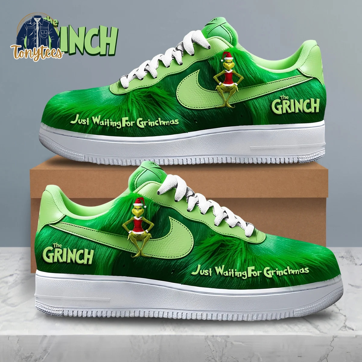 Grinch Just Waiting For Christmas Air Force 1 Sneaker