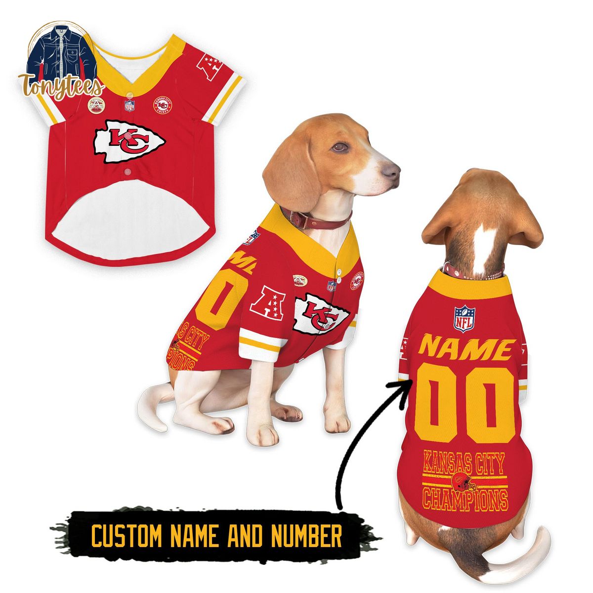 Kansas City Chiefs champions personalized dog pet jersey