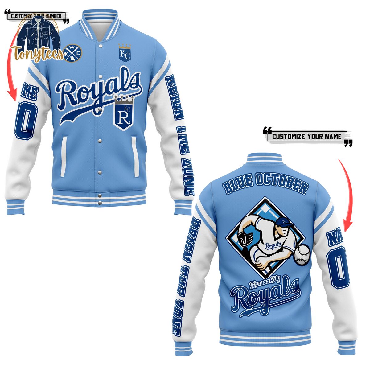 Kansas City Royals Blue October Personalized Baseball Jacket