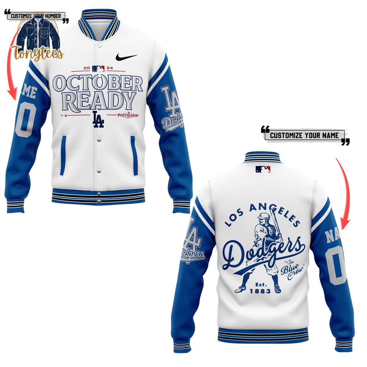 Los Angeles Dodgers October Ready Personalized Baseball Jacket