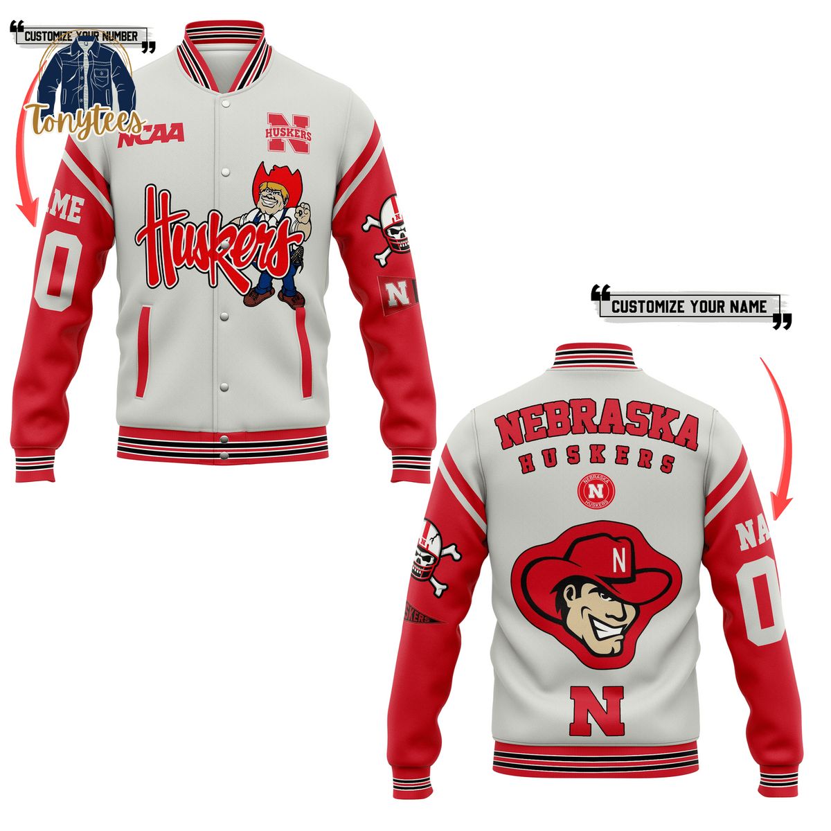 Nebraska Cornhuskers NCAA Personalized Baseball Jacket