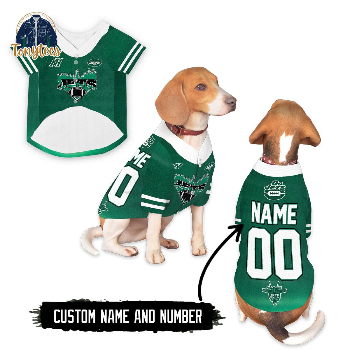 New York Jets Go Jets Personalized Dog Pet Jersey