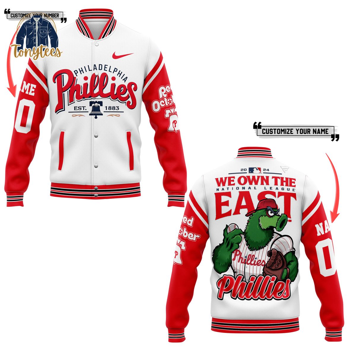 Philadelphia Phillies National League East Personalized Baseball Jacket