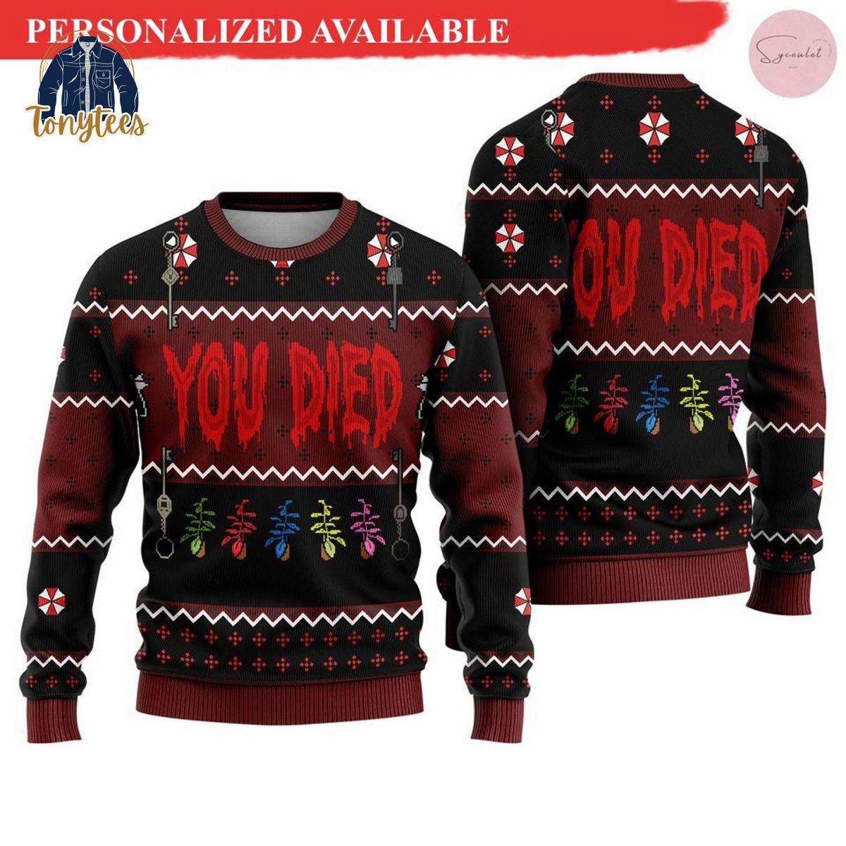 Resident Evil You Died Ugly Christmas Sweater