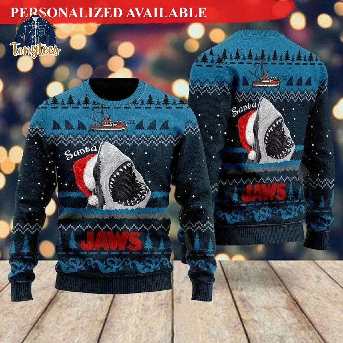 Santa Shark Jaws Ugly Christmas Sweater