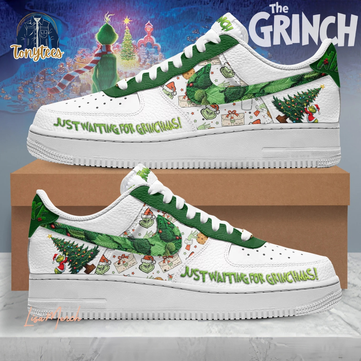 The Grinch Just Waiting For Grinchmas Air Force 1 Sneaker