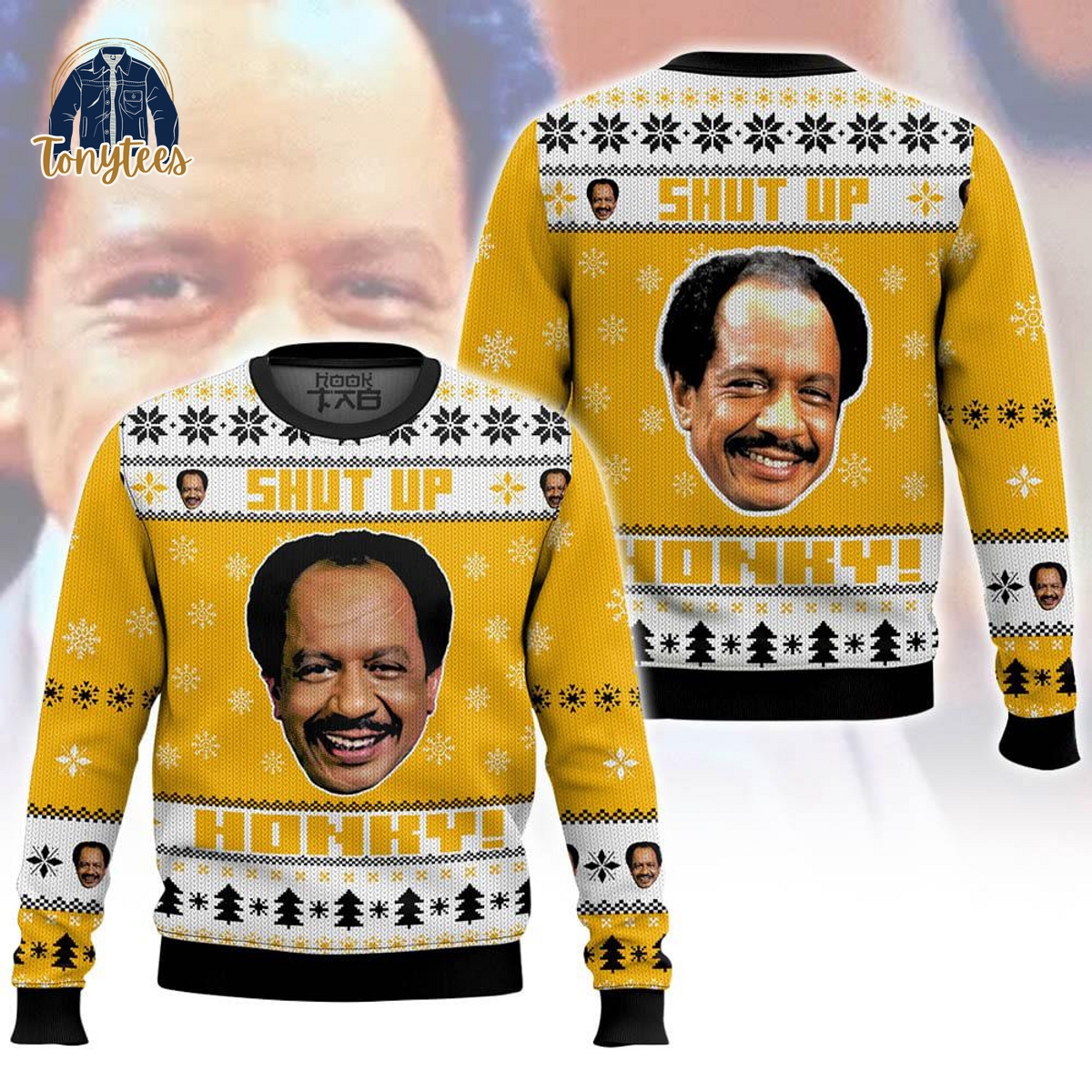 The Jeffersons George Jefferson Shut Up Honkey Ugly Christmas Sweater