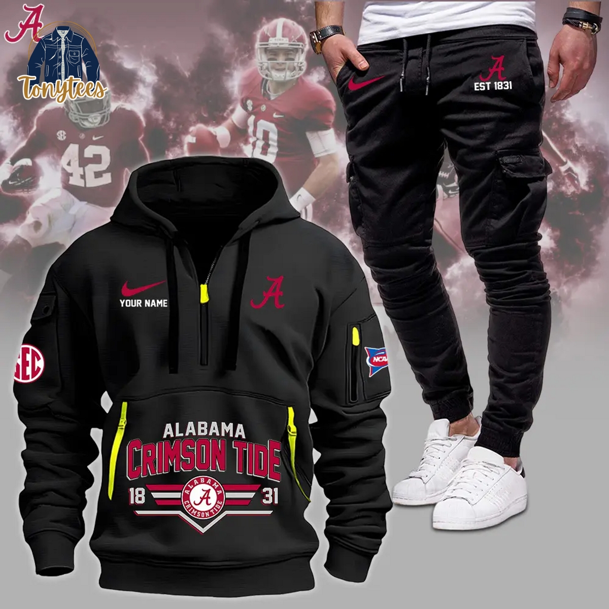 Alabama Crimson Tide Personalized Heavy Hoodie Set