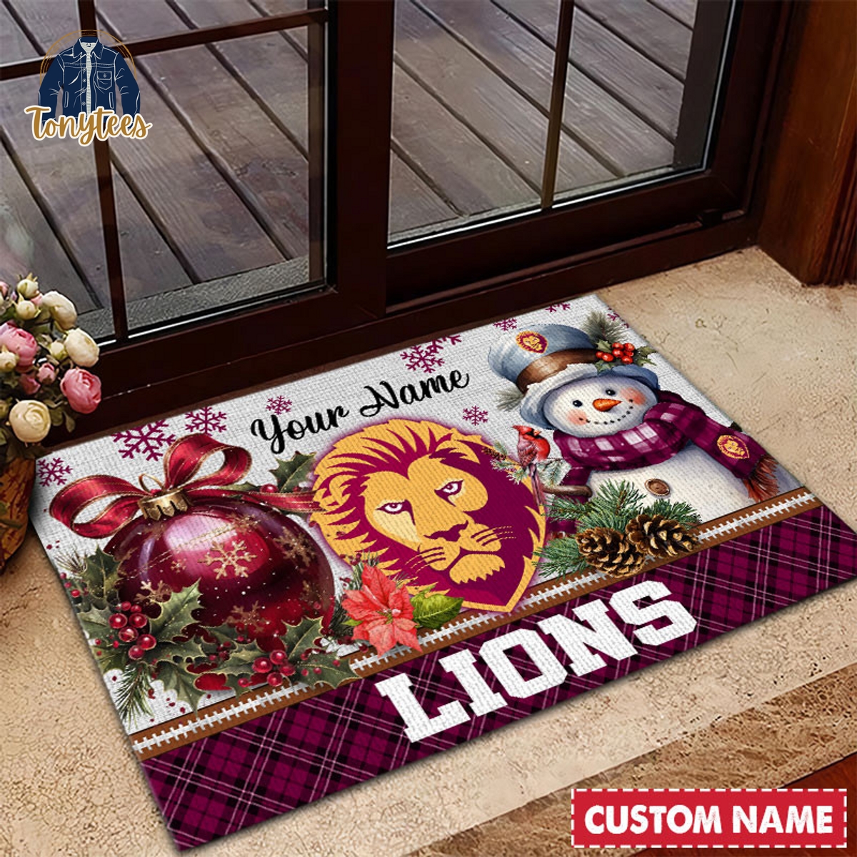 Brisbane Lions AFL Personalized Christmas Doormat