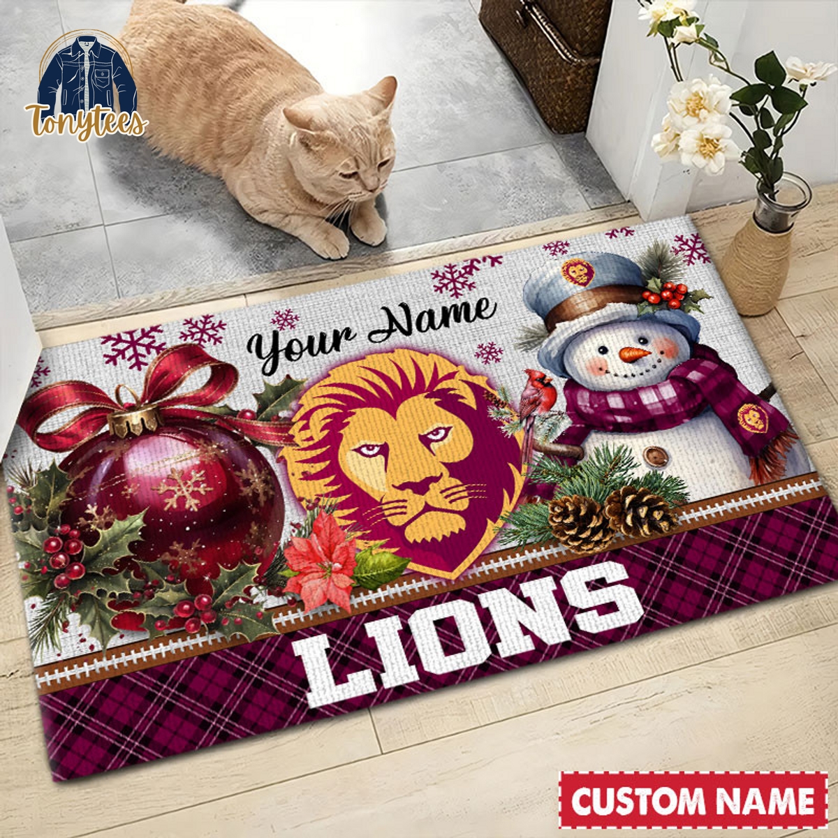 Brisbane Lions AFL Personalized Christmas Doormat