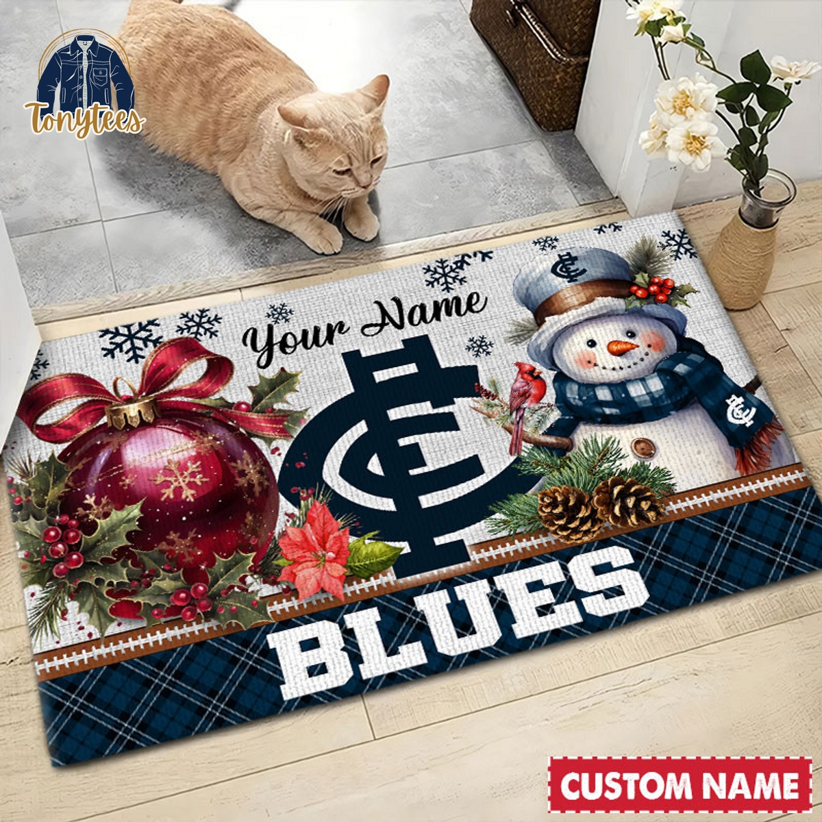 Carlton Football Club AFL Personalized Christmas Doormat