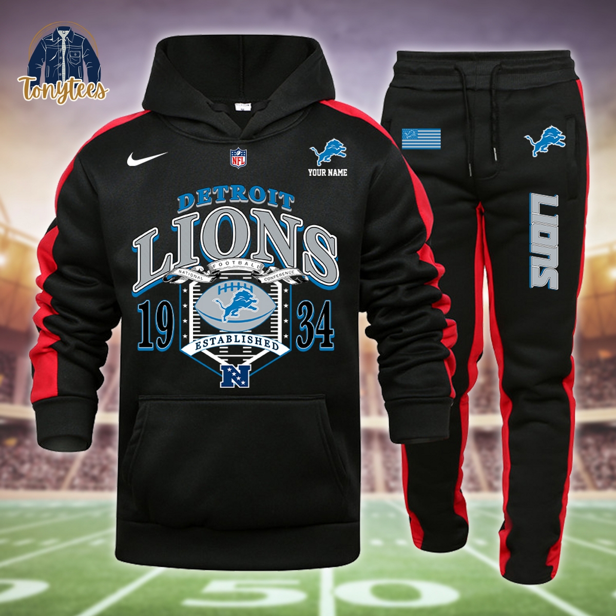 Detroit Lions Personalized Heavy Hoodie Set