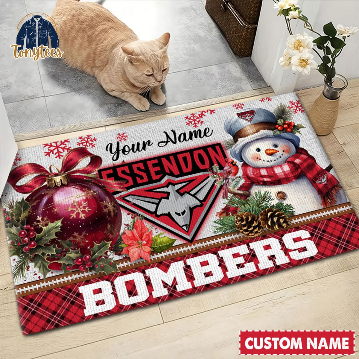 Essendon FC AFL Personalized Christmas Doormat