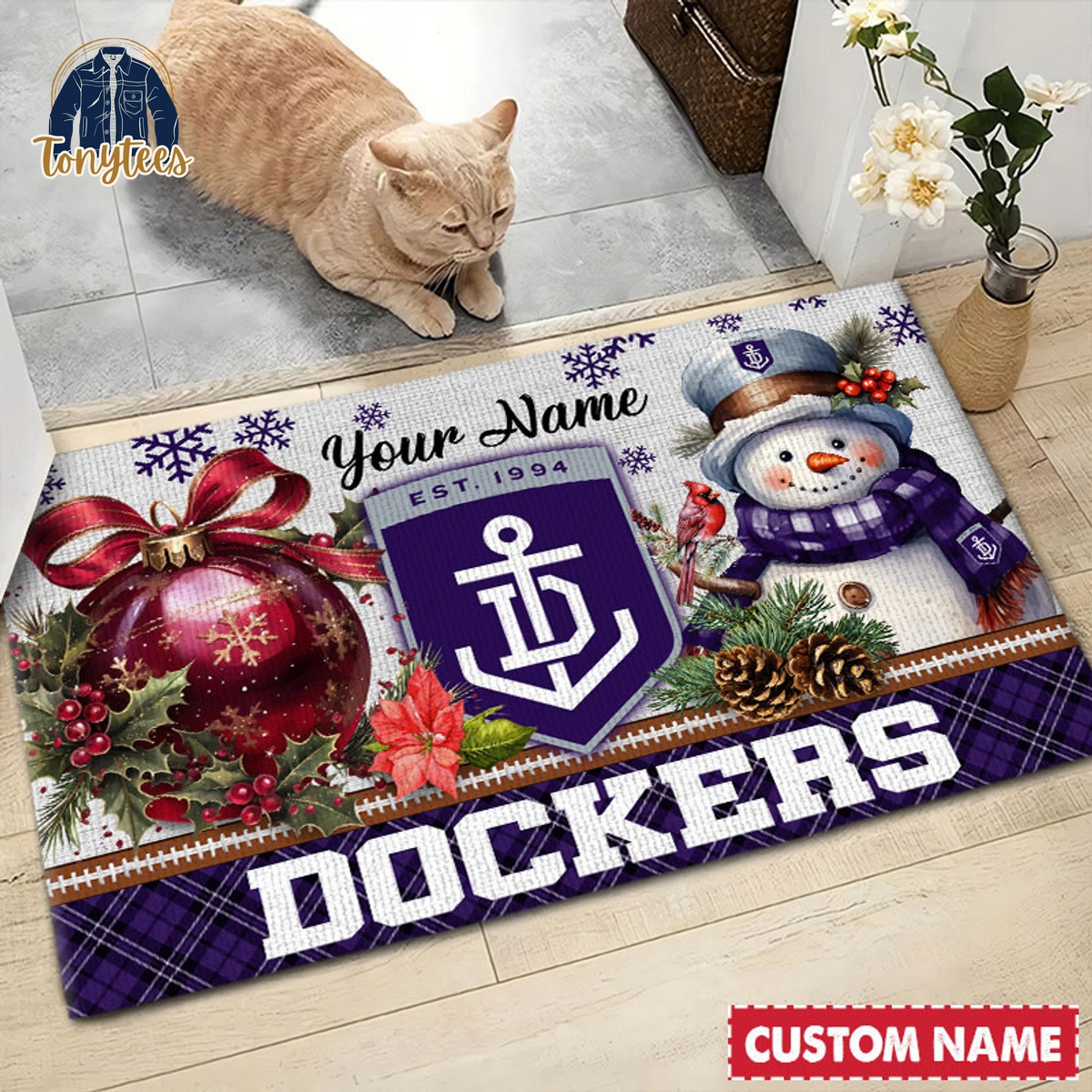 Fremantle Football Club AFL Personalized Christmas Doormat