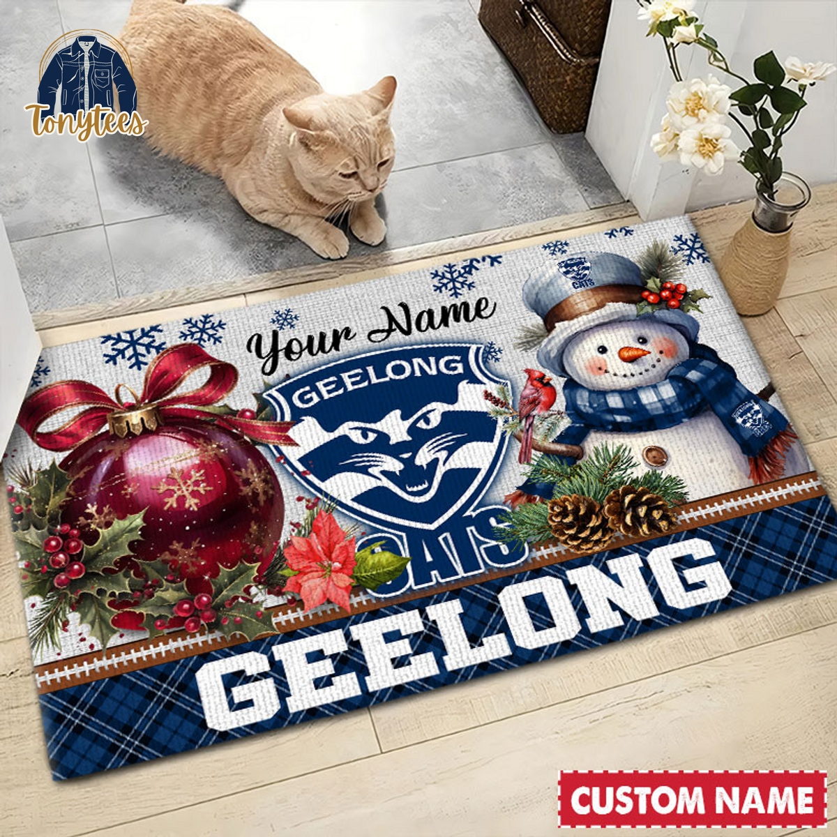 Geelong Cats AFL Personalized Christmas Doormat