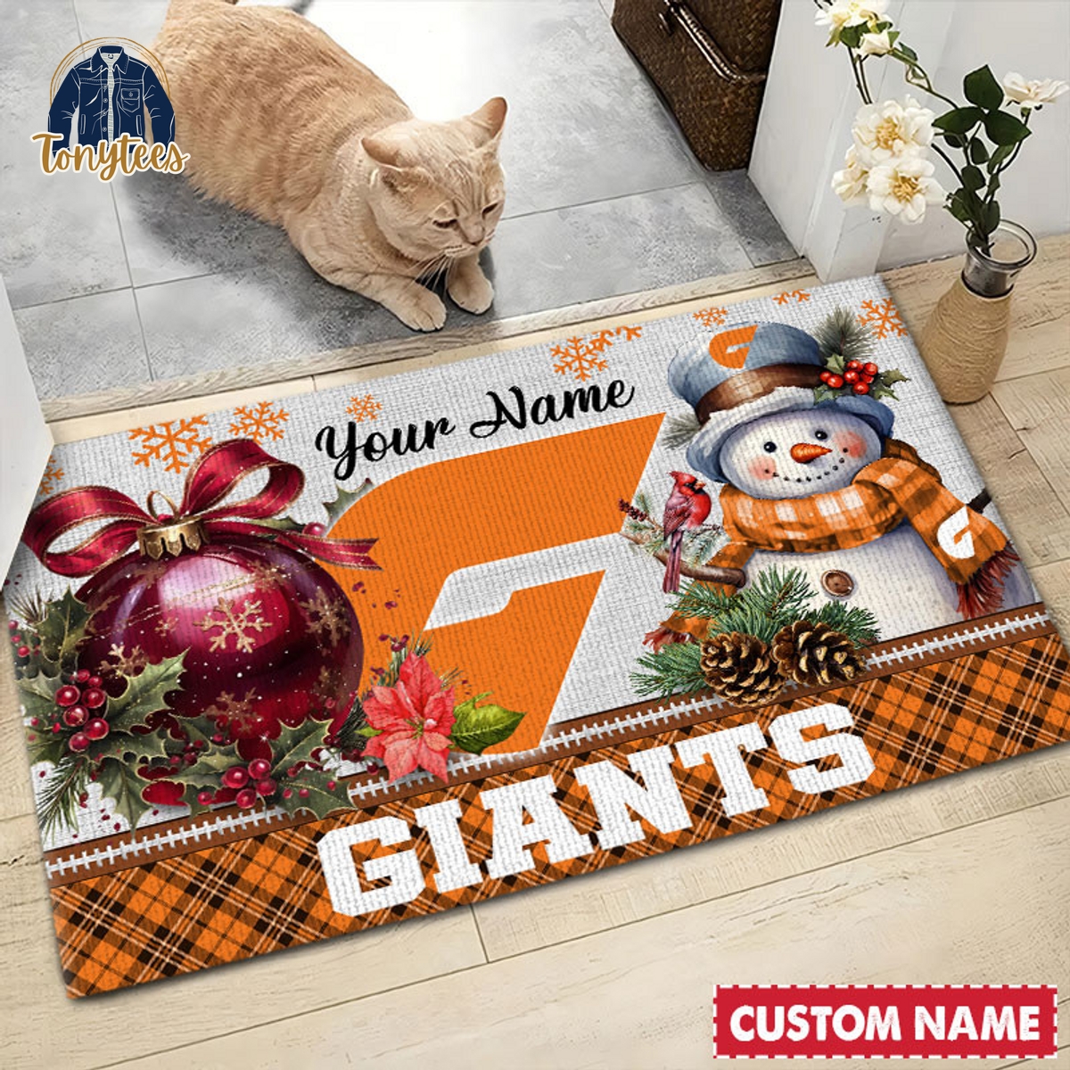 GWS GIANTS AFL Personalized Christmas Doormat