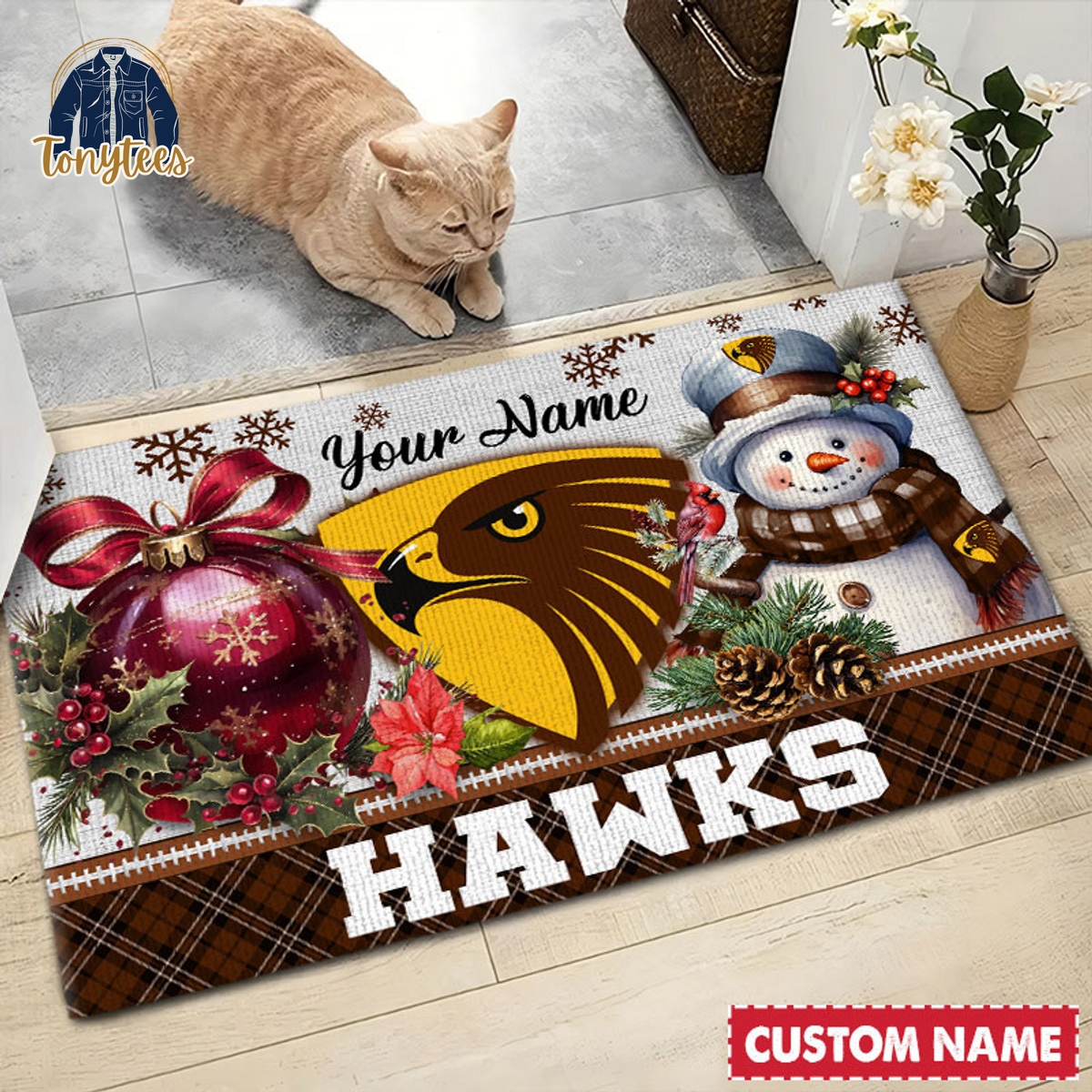 Hawthorn Football Club AFL Personalized Christmas Doormat