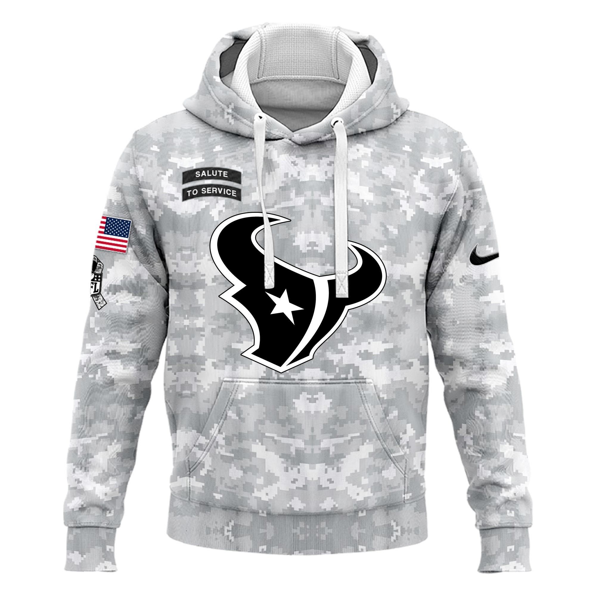 NFL Houston Texans 2024 Salute to Service Personalized Camo Hoodie