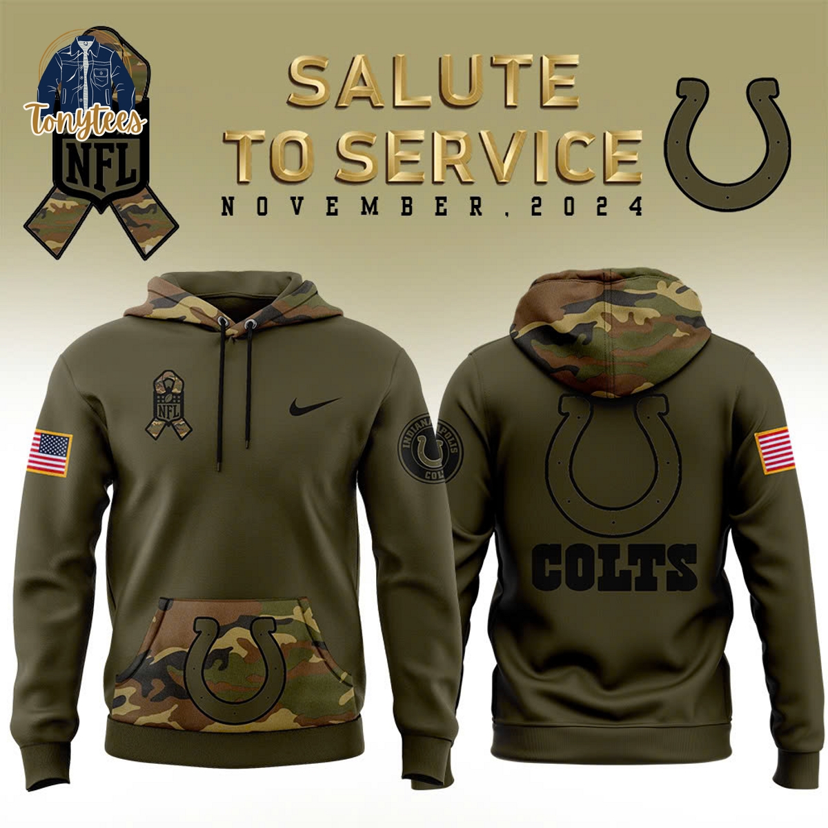 Indianapolis Colts Salute to Service Club Nike Camo 2024 Hoodie