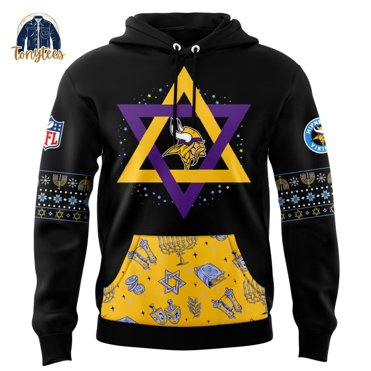 Men’s Minnesota Vikings 2024 Hanukkah Holliday Pullover Hoodie