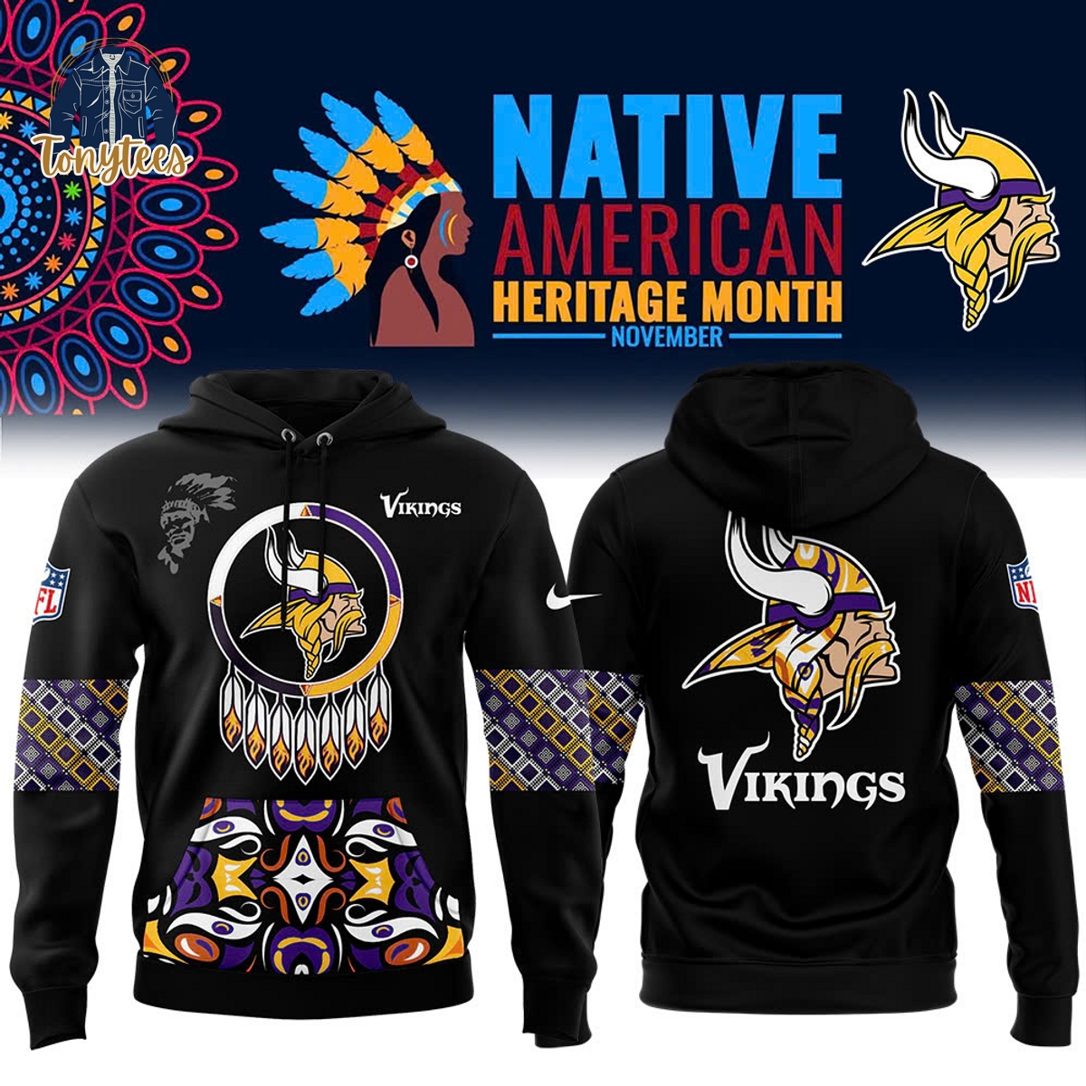 Men’s Minnesota Vikings 2024 Native American Heritage Month Pullover Hoodie