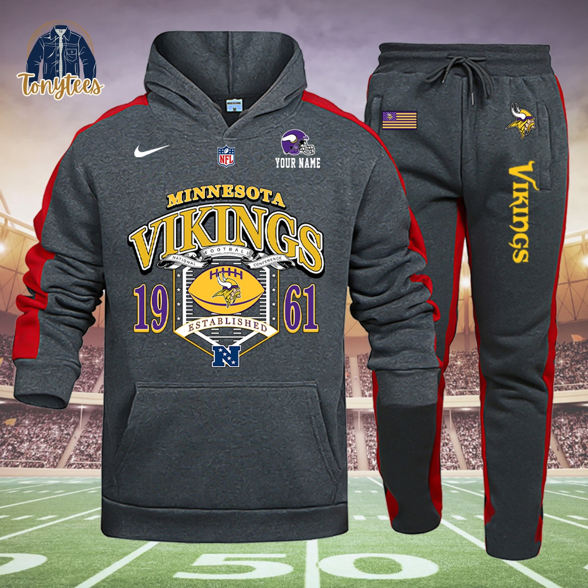 Minnesota Vikings Personalized Heavy Hoodie Set