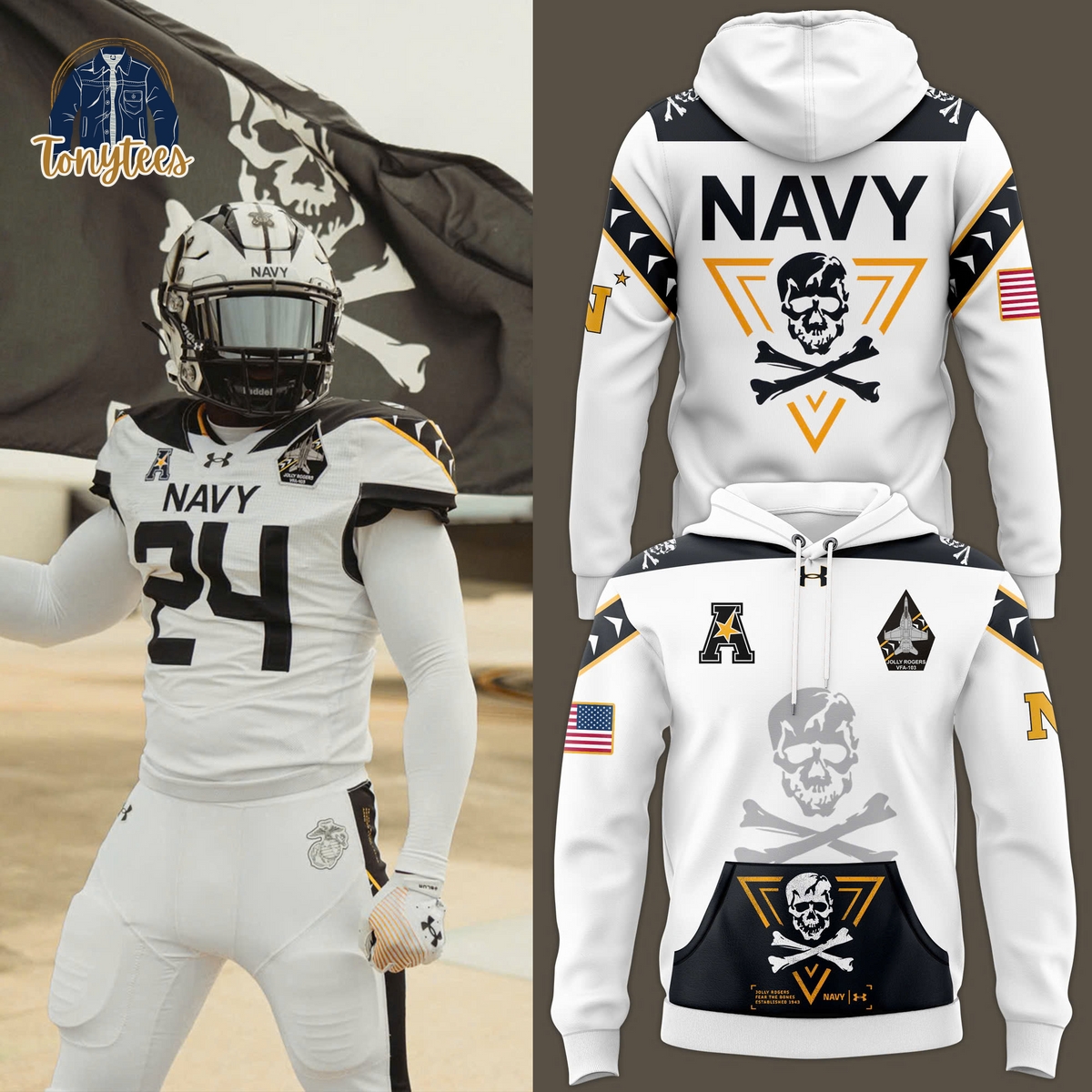 Navy Midshipmen Jolly Rogers 2024 Hoodie